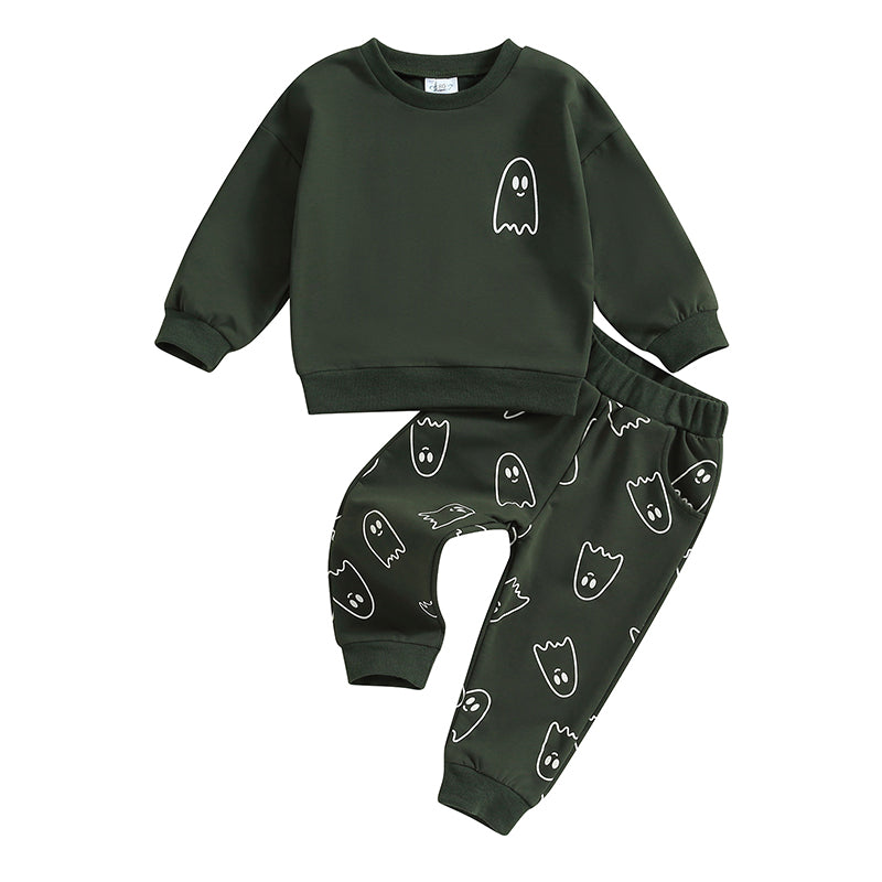 Girl’s & Boy’s Halloween 2-Piece Ghost Sweatshirt & Pants Sets