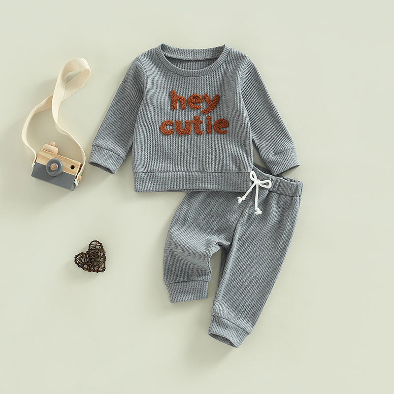 Boy's & Girl's 2-Piece "Hey Cutie" Sweatshirts & Pants Sets