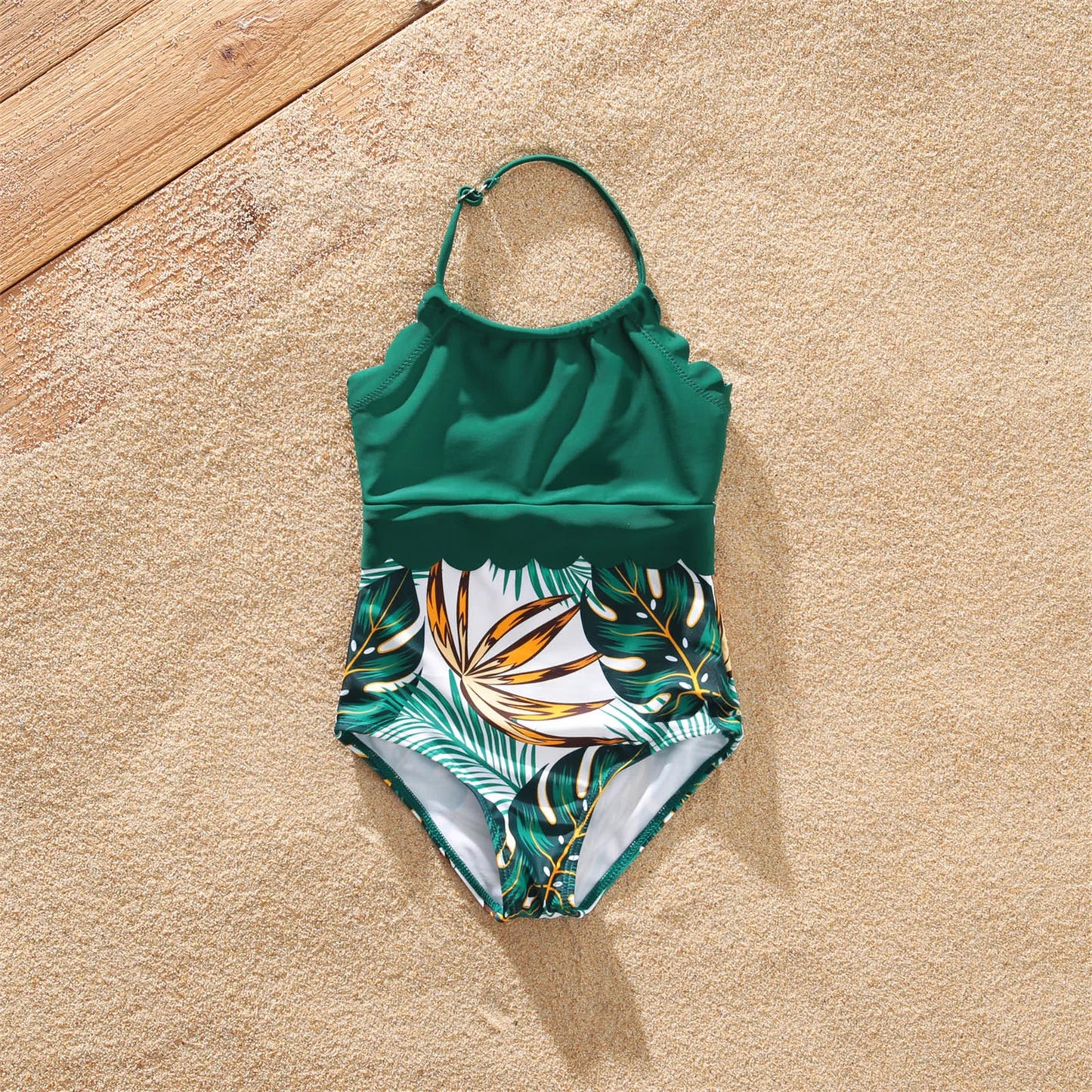 Family Matching! Palm Leaf One Piece Swimwear & Trunks