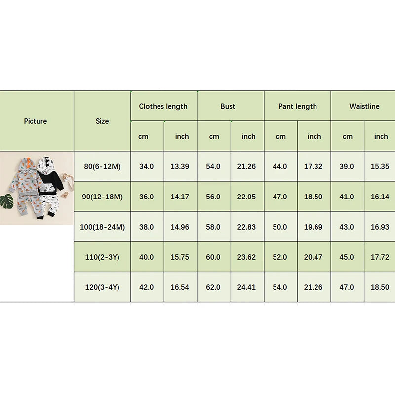 Boy's 2-Piece Hooded Dinosaur Sweatshirt & Pants Sets