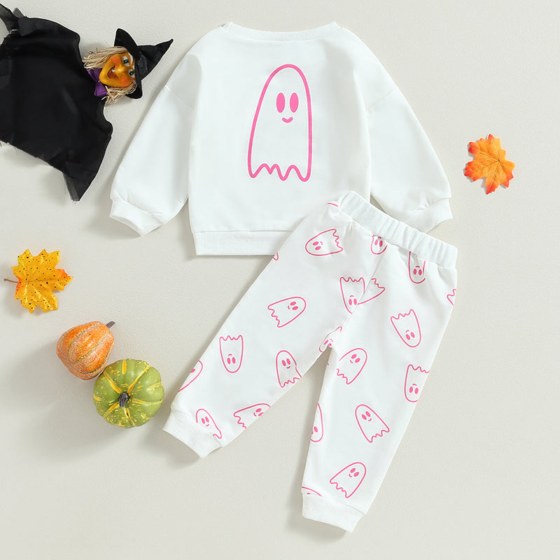 Girl’s & Boy’s Halloween 2-Piece Ghost Sweatshirt & Pants Sets