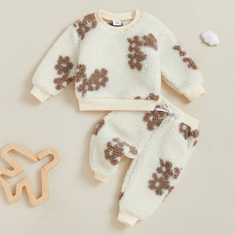Girl's 2-Piece Floral Flower Sweatshirt & Pants Sets