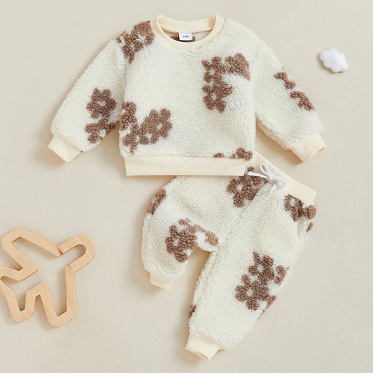 Girl's 2-Piece Floral Flower Sweatshirt & Pants Sets