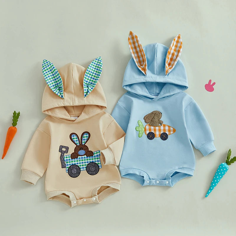 Boy's My First Easter Bunny Hoodie Rompers