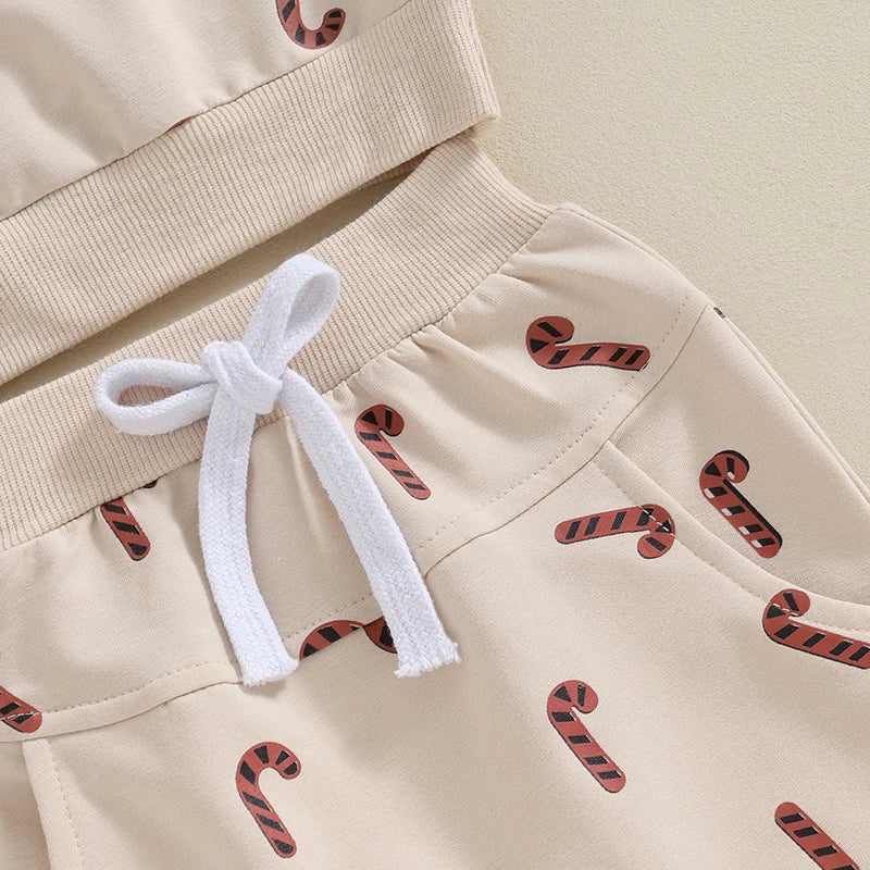 Boy's & Girl's 2-Piece Christmas Candy Cane Sweatshirt & Pants Sets