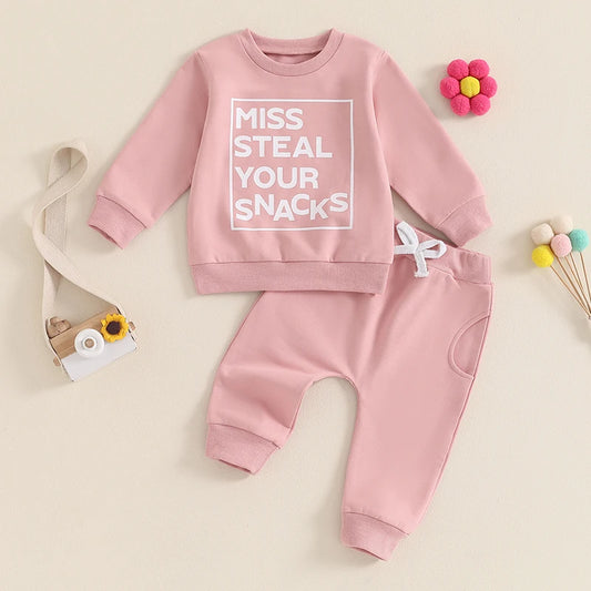 Girl’s "Miss Steal Your Snacks" Sweatshirt & Pants Sets