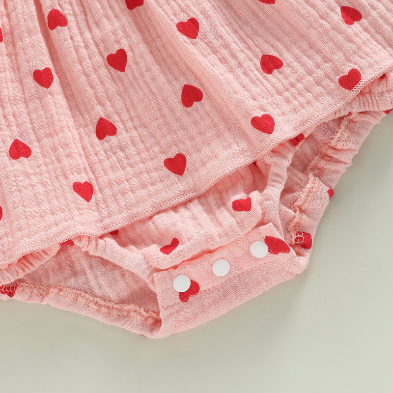 Girl's Heart Romper Dresses & Headband Sets