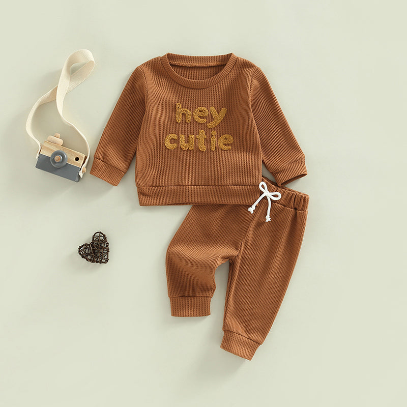 Boy's & Girl's 2-Piece "Hey Cutie" Sweatshirts & Pants Sets