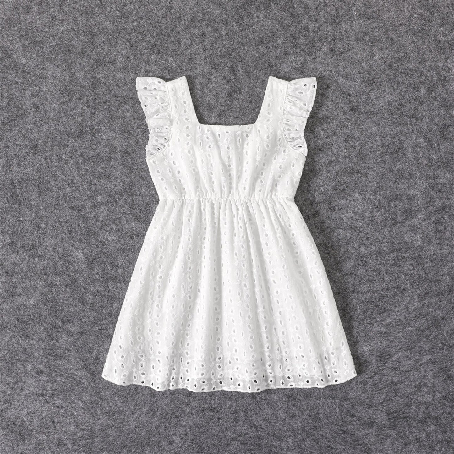 Mommy & Me! Hollow-Out Embroidered Ruffle Dresses