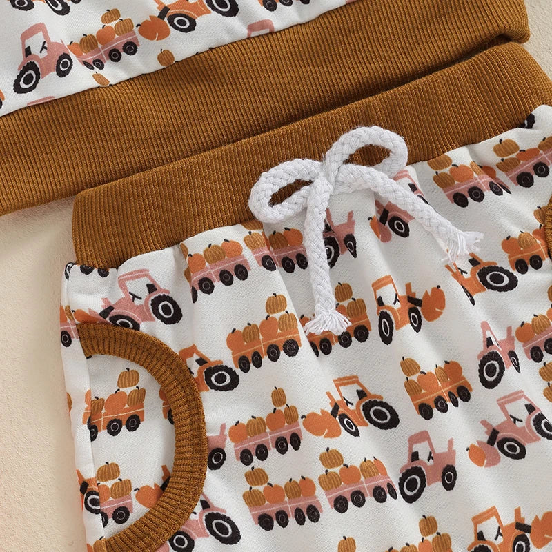 Girl's & Boy's 2-Piece Pumpkin Trailer Sweatshirt & Sweatpants Sets