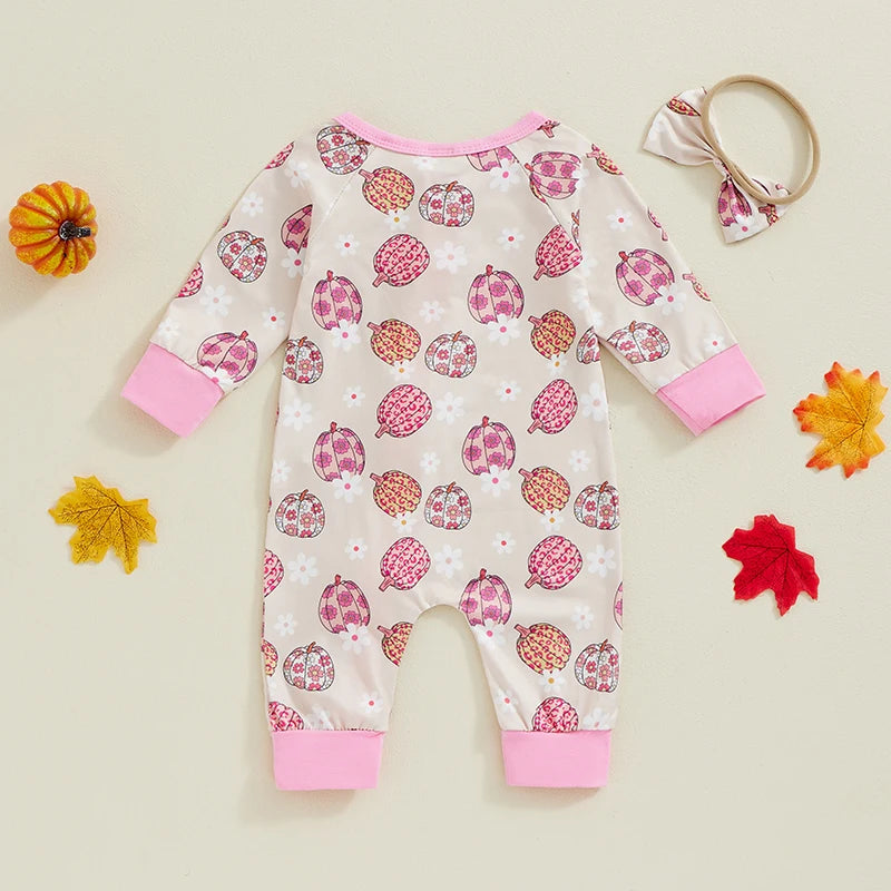 Girl's Halloween 2-Piece Pumpkin, Flower, Jumpsuits & Headband Sets