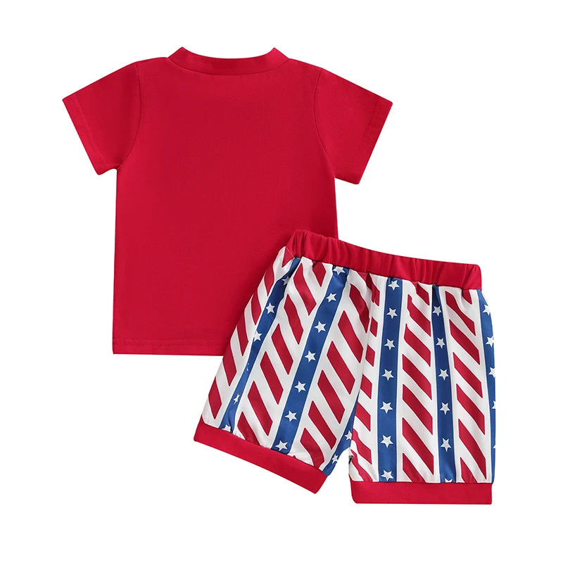 Boy's 2-Piece 4th of July T-Shirts & USA Flag Shorts Sets
