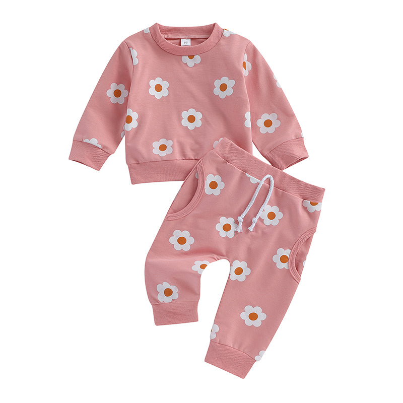 Girl’s 2-Piece Flower Sweatshirt & Pants Sets