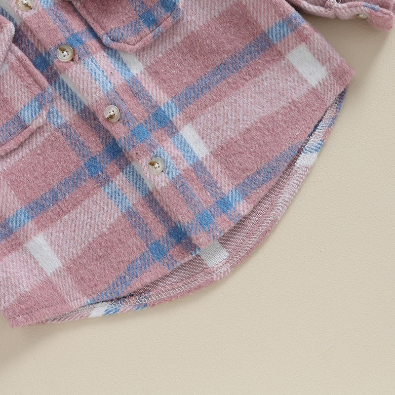 Girl's & Boy's Hooded Flannel Plaid Button Down Shirts