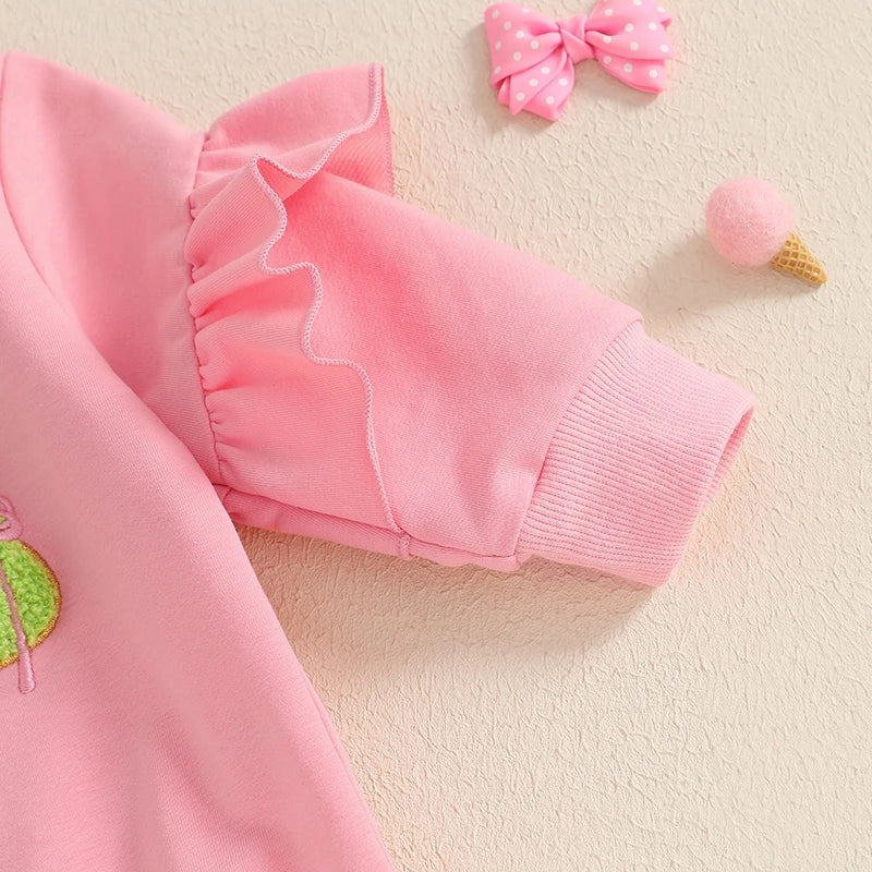 Girl's Easter & Bunny Embroidered Sweatshirt & Bow Flare Pants Sets