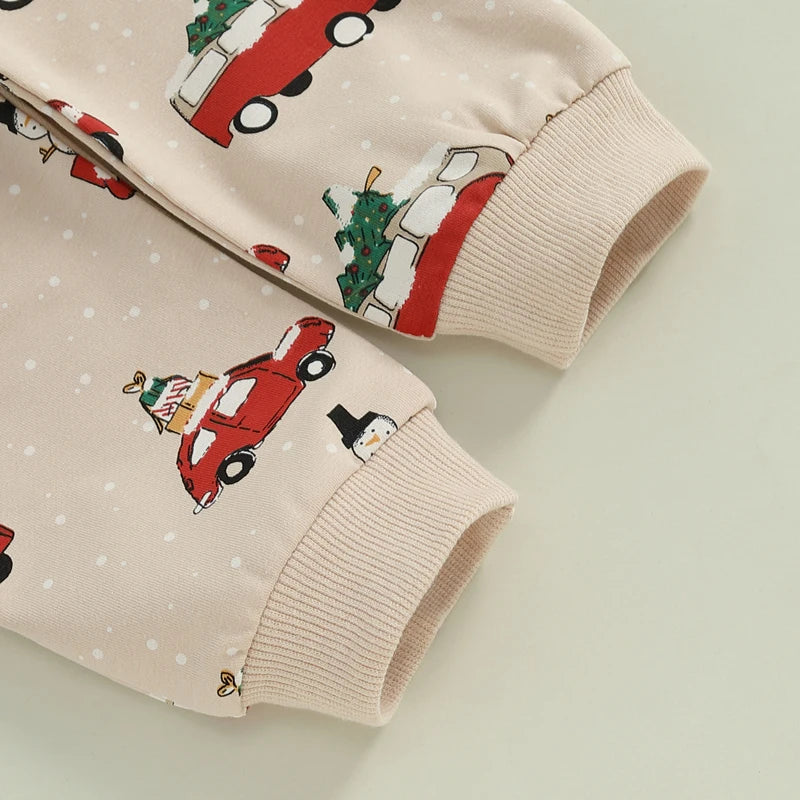 Boy's 2-Piece Christmas Truck & Christmas Tree Sweatshirt & Pants Sets