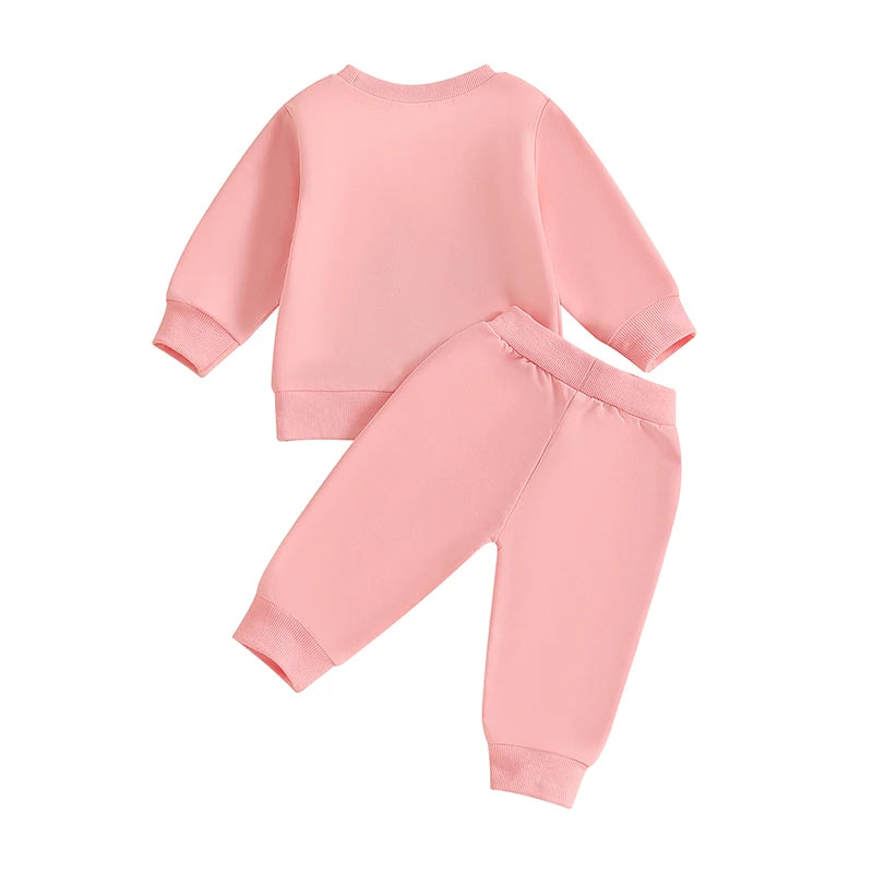 Girl's 2-Piece Christmas Embroidered "Best Gift Ever" Sweatshirt & Pants Sets