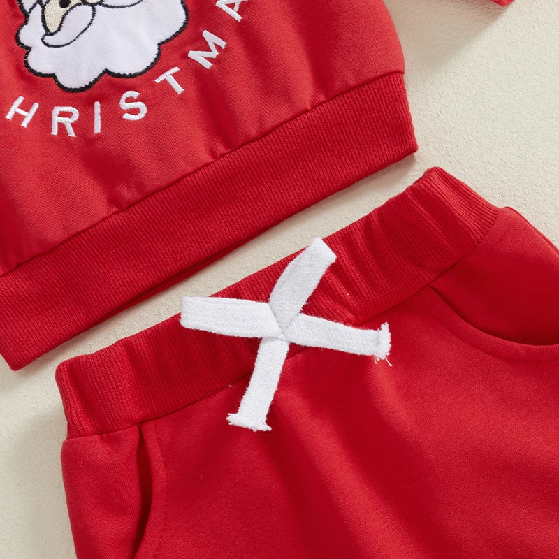 Boy's & Girl's 2-Piece Christmas Embroidered "My First Christmas" Santa Sweatshirt & Pants Sets