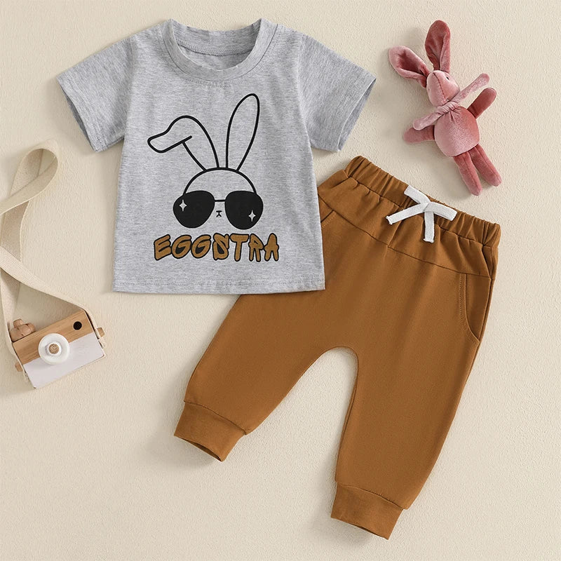 Boy's Easter Bunny T-Shirt & Pants Sets