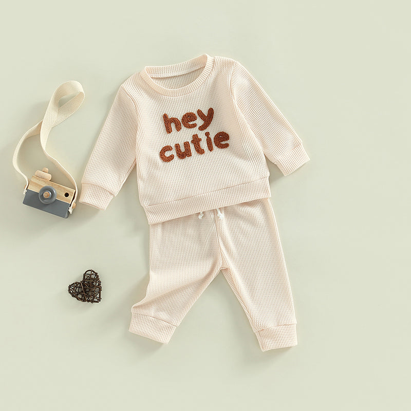 Boy's & Girl's 2-Piece "Hey Cutie" Sweatshirts & Pants Sets
