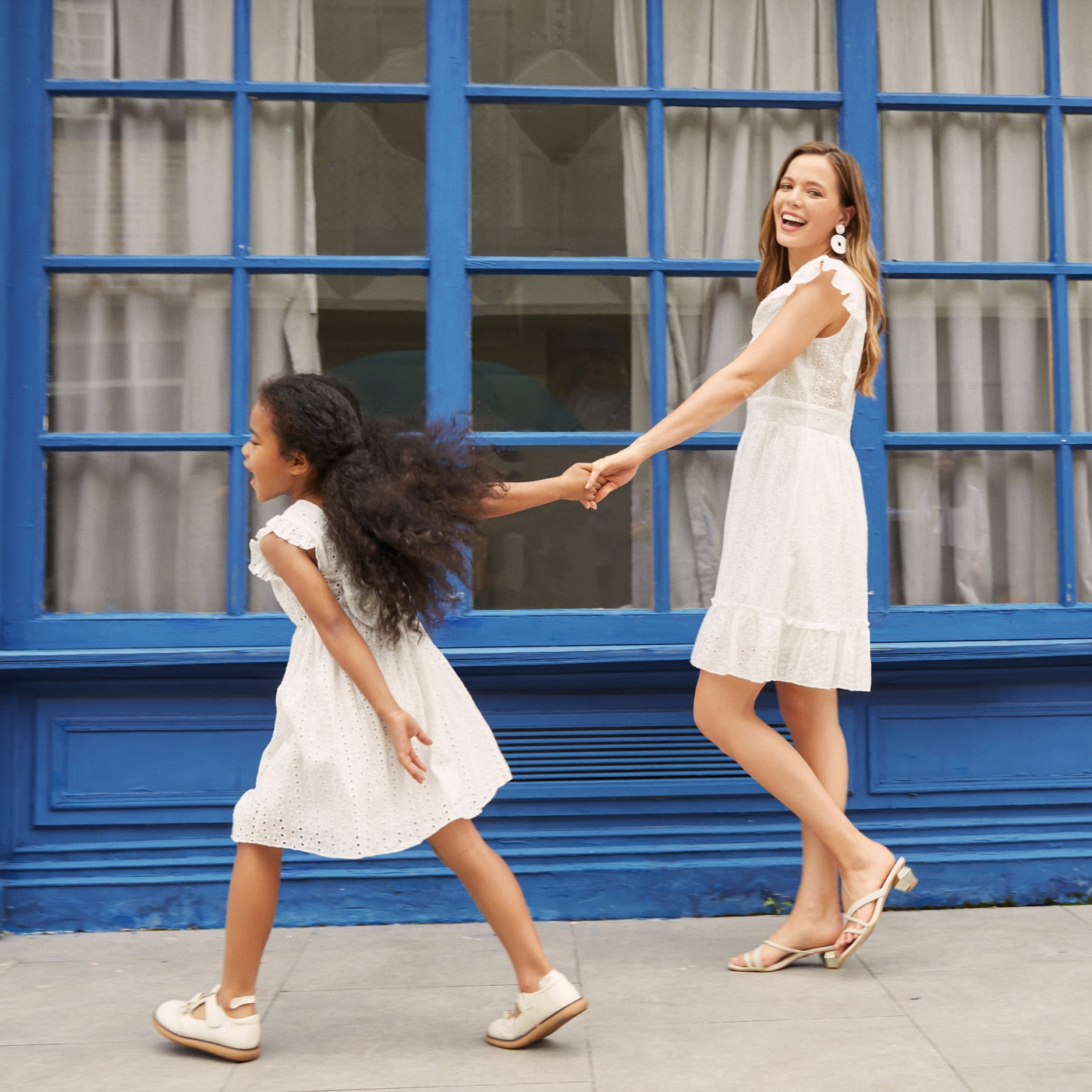 Mommy & Me! Hollow-Out Embroidered Ruffle Dresses