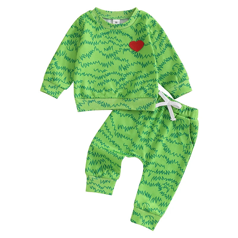 Girl's & Boy's 2-Piece Christmas Grumpy Grinch Sweatshirts & Sweatpants