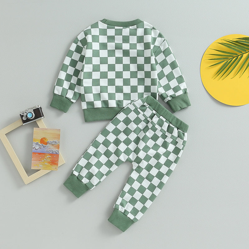Boy's 2-Piece & Girl’s Plaid Sweatshirt & Pants Sets