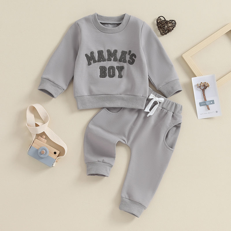 Boy's 2-Piece "Mama's Boy" Sweatshirt & Pants Sets
