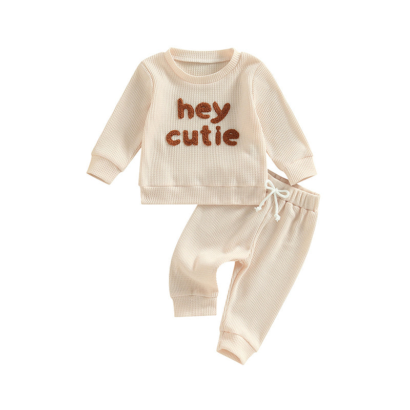 Boy's & Girl's 2-Piece "Hey Cutie" Sweatshirts & Pants Sets