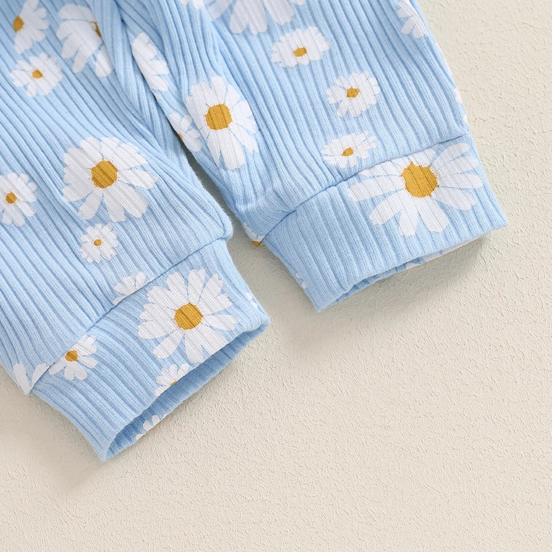 Girl's Floral Onesie, Pants & Bow Headband Sets