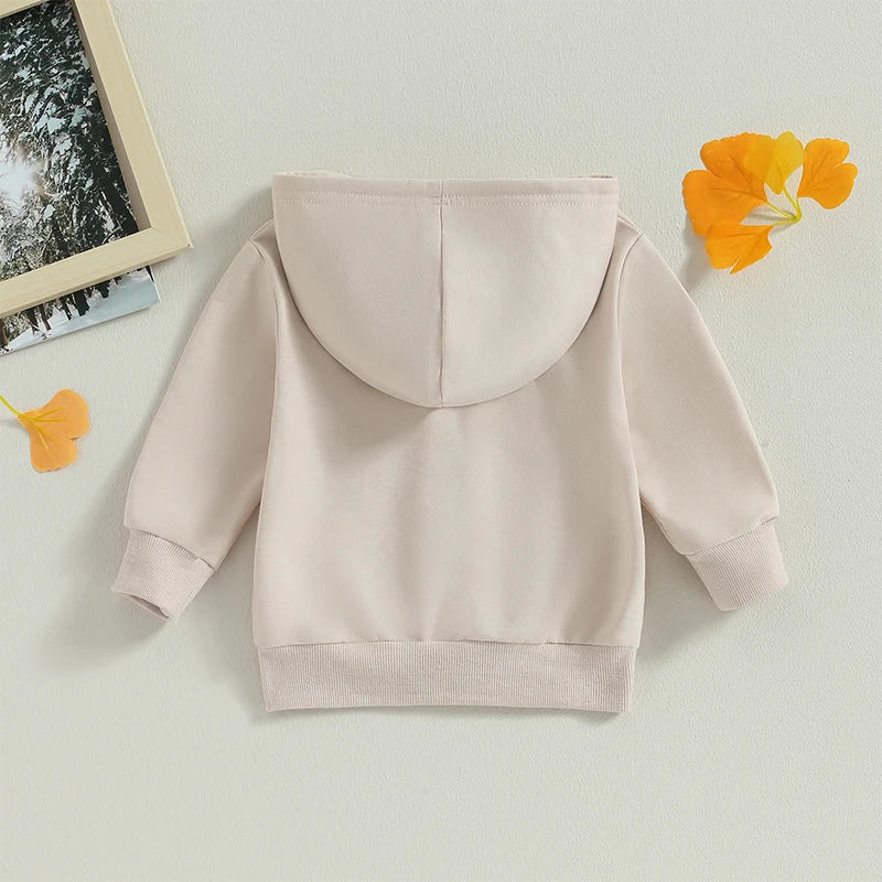 Boy's & Girl's Solid Hooded Zip Jackets