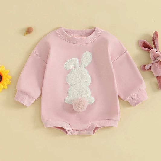 Girl's & Boy's Embroidered Bunny Romper Sweatshirts