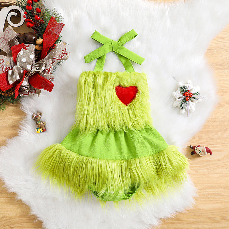 Girl's Fuzzy Christmas Rompers