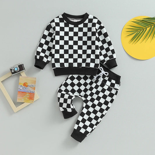 Boy's 2-Piece & Girl’s Plaid Sweatshirt & Pants Sets