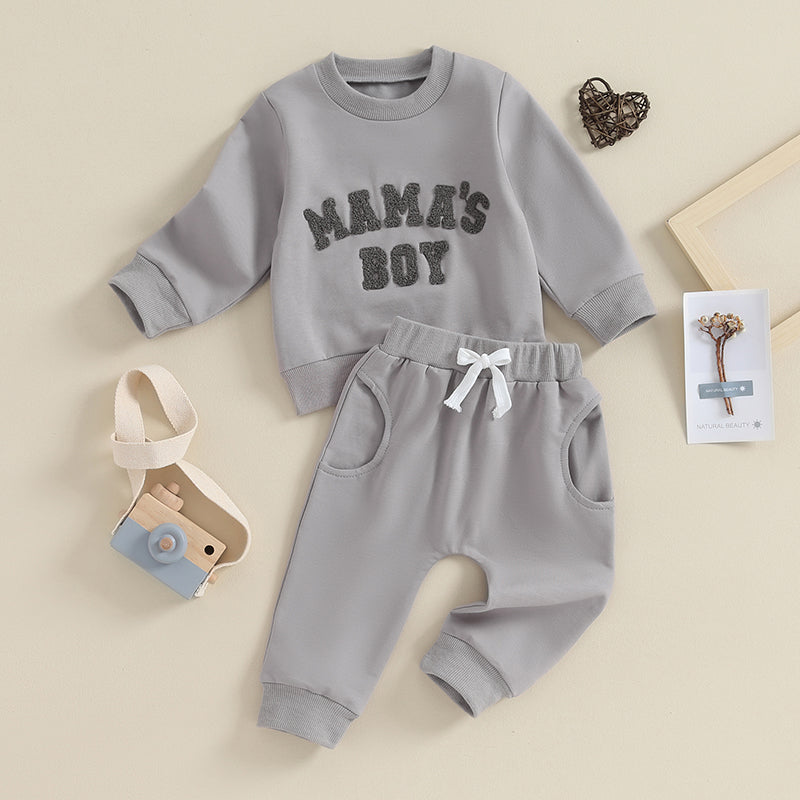 Boy's 2-Piece "Mama's Boy" Sweatshirt & Pants Sets