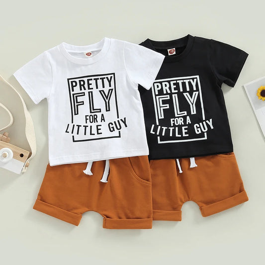 Boy's 2-Piece "Pretty Fly For A Little Guy" T-Shirts & Shorts Sets