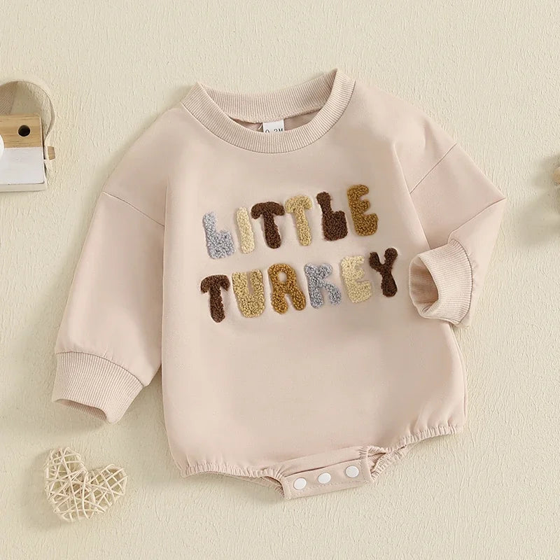 Thanksgiving ! Boy's & Girl's Embroidered "Little Turkey" Onesies