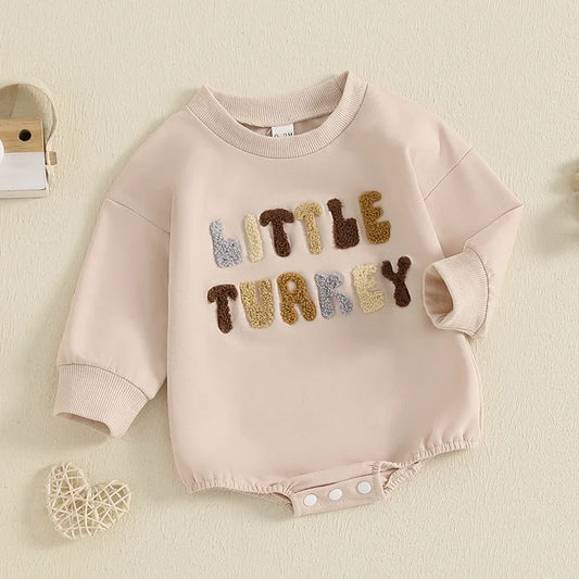 Thanksgiving ! Boy's & Girl's Embroidered "Little Turkey" Onesies