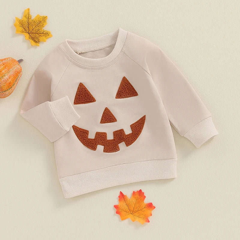 Girl's & Boy's Embroidered Pumpkin Halloween Sweatshirts
