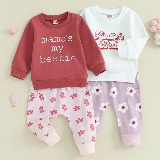 Girl's "Mama's Bestie" Sweatshirts & Pants Sets