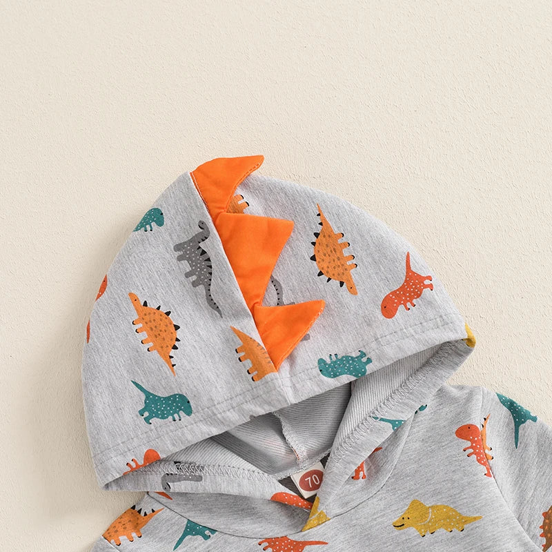 Boy's 2-Piece Hooded Dinosaur Sweatshirt & Pants Sets