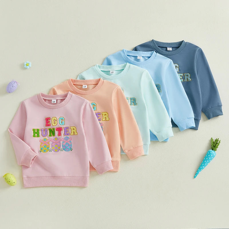 Girl's & Boy's Embroidered Easter Egg Sweatshirts