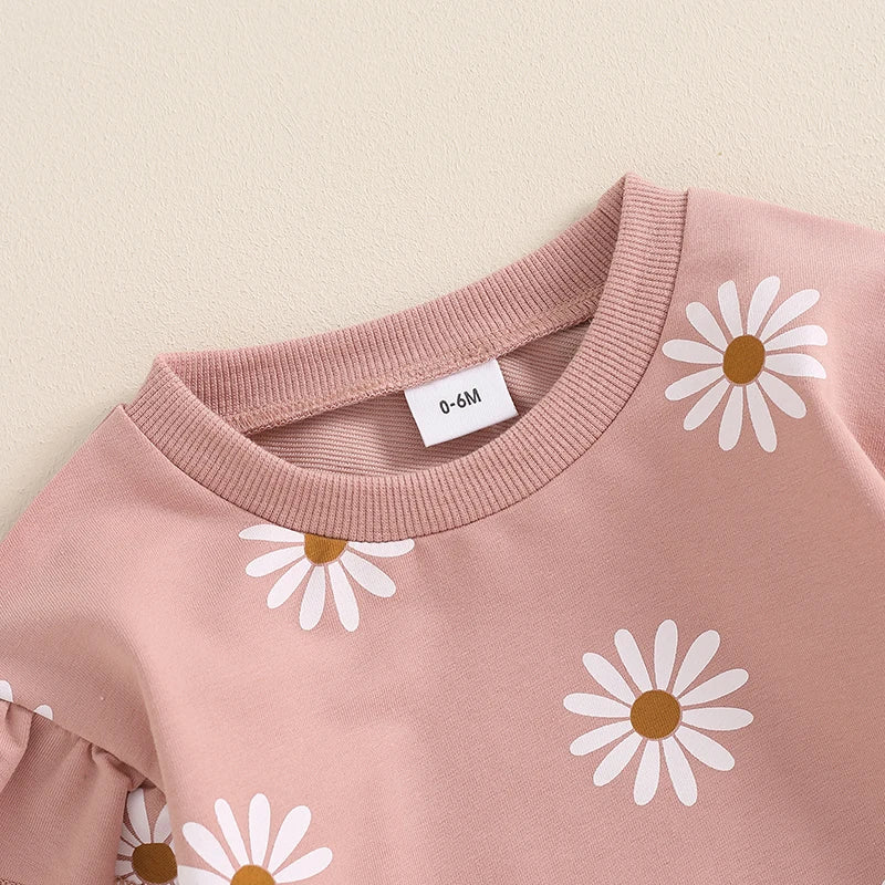 Girl’s Daisy Print Sweatshirt & Pants Sets