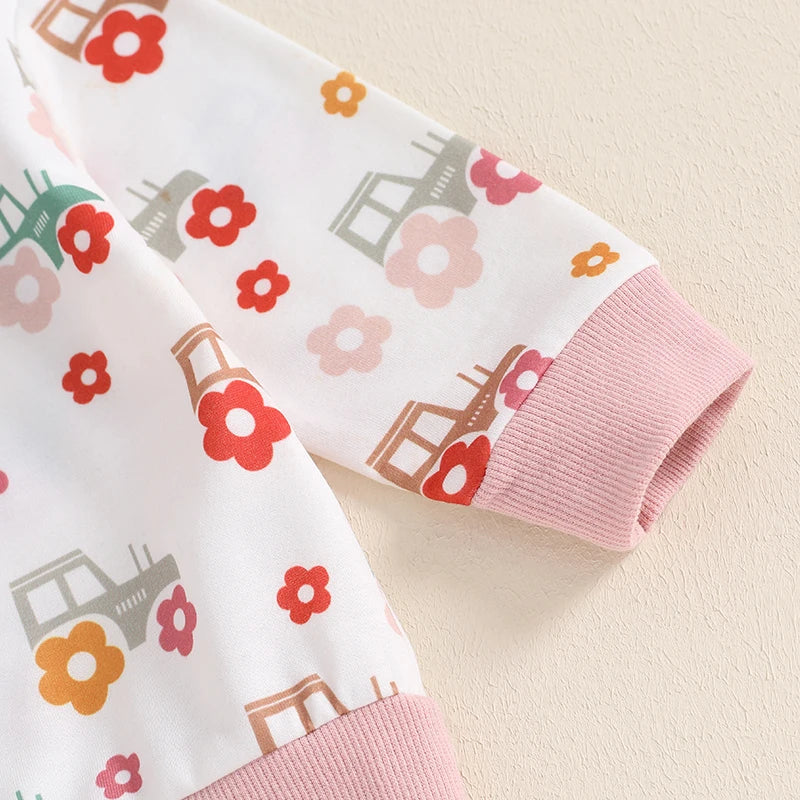 Girl's Floral Tractor Top & Pants Sets