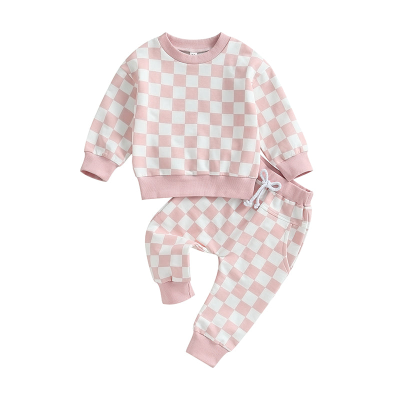 Boy's 2-Piece & Girl’s Plaid Sweatshirt & Pants Sets