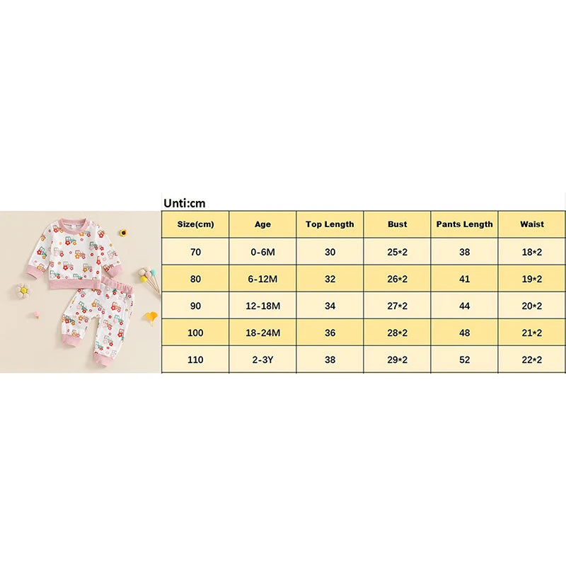 Girl's Floral Tractor Top & Pants Sets