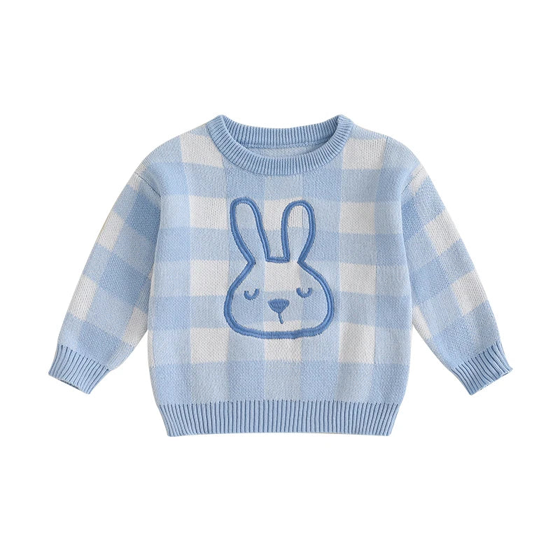 Boy's & Girl's Checkered Easter Bunny Sweaters