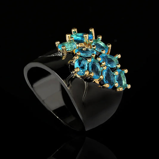 Vintage Topaz Zircon Black & Gold Style Rings