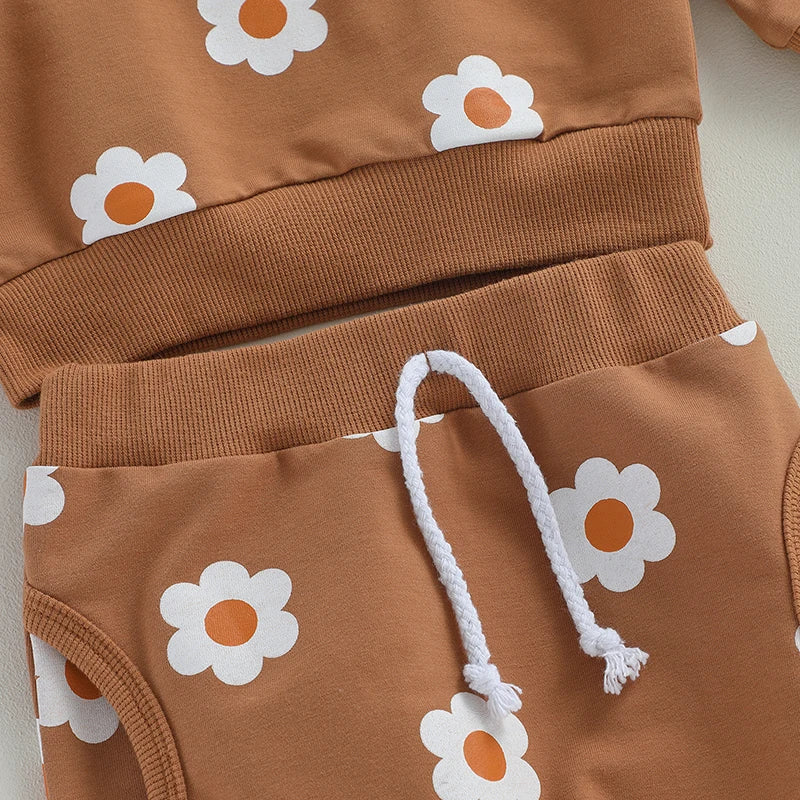 Girl’s 2-Piece Flower Sweatshirt & Pants Sets