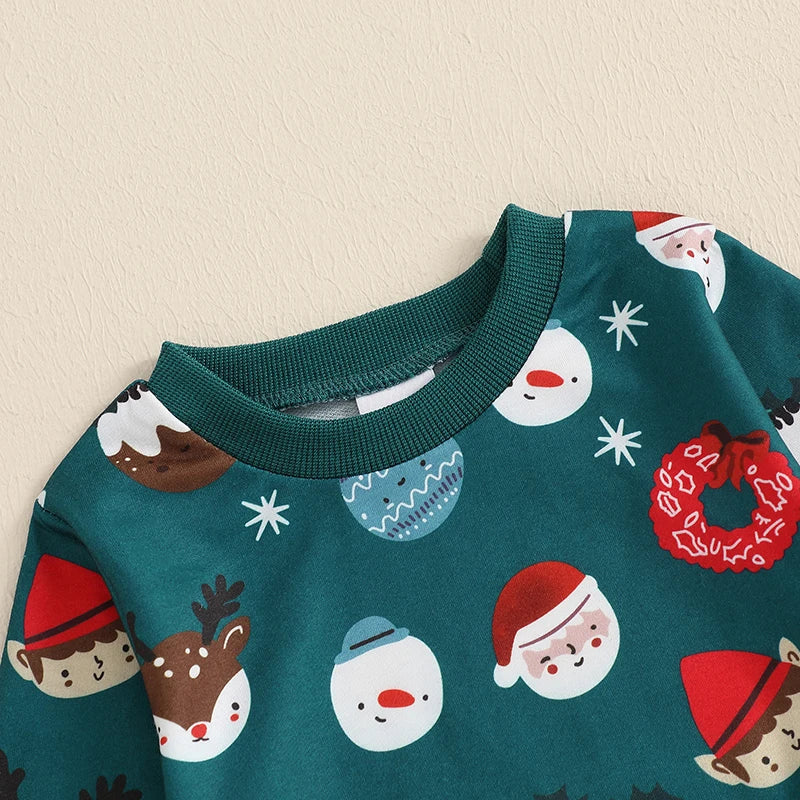 Boy's 2-Piece Christmas Holiday Print Sweatshirt & Pants Sets